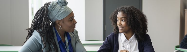Teacher working with student